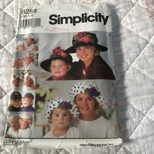 Vintage 1992 simplicity 8268 pattern - mother and daughter hats- summertime.
